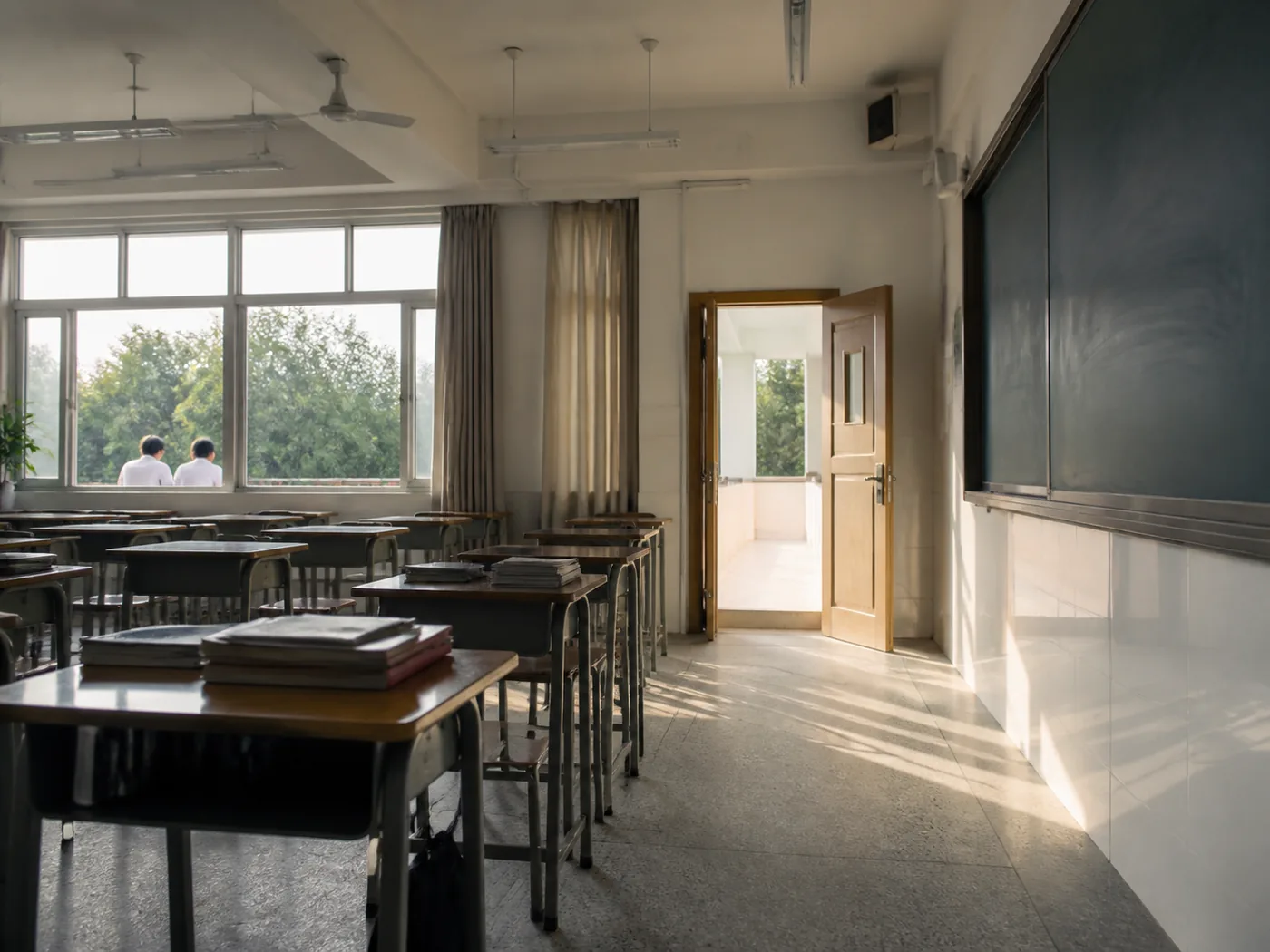 高中生在课堂中围绕学习内容展开讨论的视觉占位图